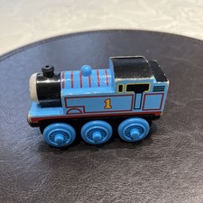 Thomas the Tank Engine Friends Train Car Vintage Blue, Wooden, Magnetic Toy