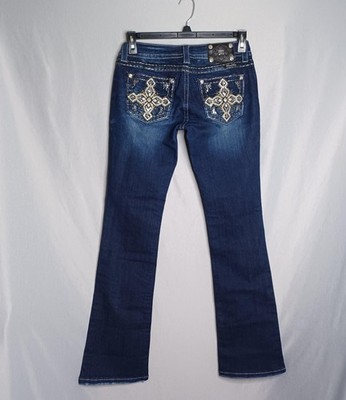 Miss Me Signature Boot Jeans Womens 28 Dark Wash Embellished Denim Pants