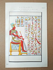 Egyptian Hieroglyphic Writing - Antique Print - 1875