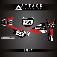 Attack Graphics Custom Fury Complete Bike Graphics Kit For Honda CR80R 2001