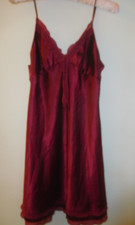 Victoria's Secret Angels Babydoll Slip Chemise S Wine Nightie Satin Bow Ruffle