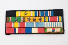 WWII US Navy Theater Made Ribbon Bar Rare with Arrowhead Original 1950s