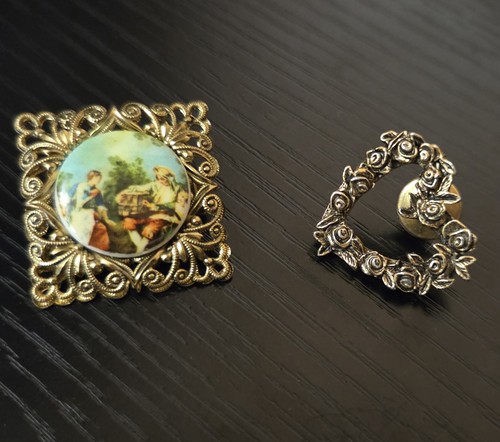 Western Germany, CTA Vintage Gold Tone Brooch Pin Set