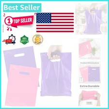 200 Pink & Purple Glossy Shopping Bags – 9"x12" Die Cut Handles, Eco-Friendly