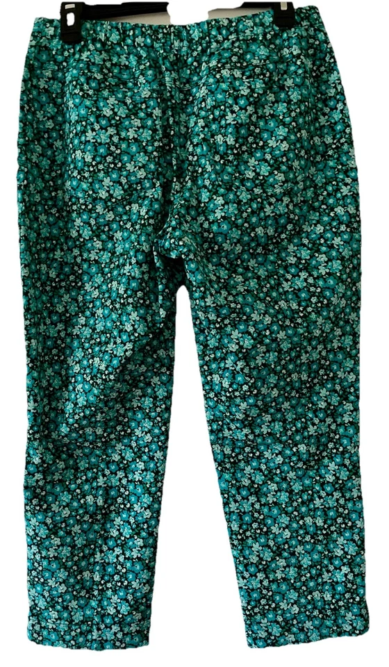 Pantalón Isaac Mizrahi Live 10 Petite verde azulado floral al tobillo Foto 2 de 4