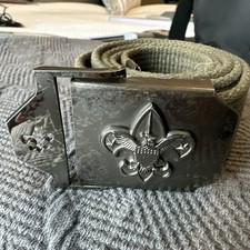 Boy Scouts of America Men BSA Web Belt ML 42 in Green Metal Buckle Adjustable