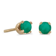 3 mm Petite Round Emerald Screw-back Stud Earrings in 14k Yellow Gold