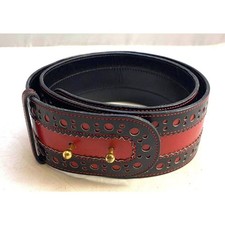  4730 Spulcioni Firenze Vintage red leather belt size 28 inch adjustable