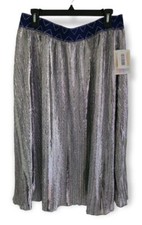 Lularoe Elegant Silver Metallic Large Jill Pleated Skirt L Loose Pleats NEW WOW