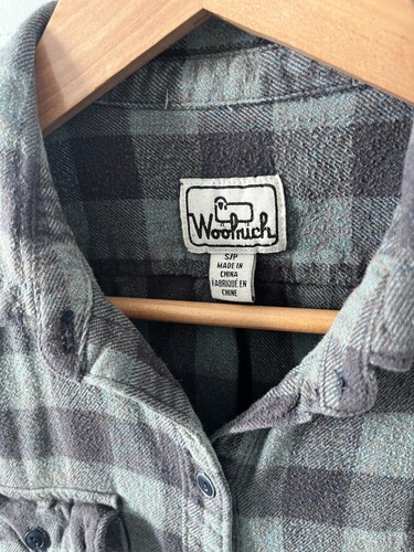 Woolrich Wool Flannel Shirt Womens Size Small Buffalo Check Green Black Vintage - Picture 2 of 9