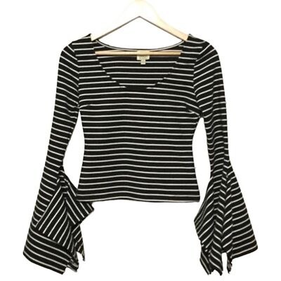 TORN by RONNIE KOBO Small Striped Blouse  The Abyss of the Sleeves  Black White