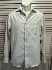 Pronto Uomo Slim Fit Long Sleeve Button Down Shirt Beige Non Iron 14.5 32-33