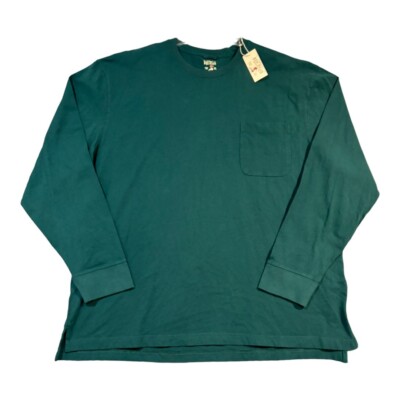 REDHEAD Forest Green Crew Neck Long Sleeve Chest Pocket Shirt Mens 2XL