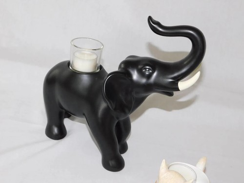 Animal Decor - Elephant with Tea Lights Trunk is 10” high