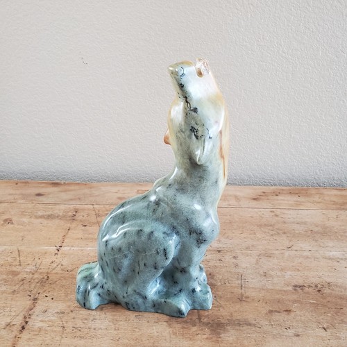 Scultura in pietra steatite artista Mark Totan Inuit ""Lupo urlante - Foto 18 di 24