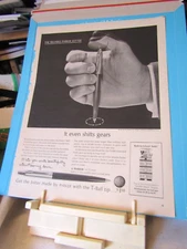 2 ads 1963 pens 14x10" Parker Jotter T-Ball & Scripto Tilt-Tip VG ballpoint