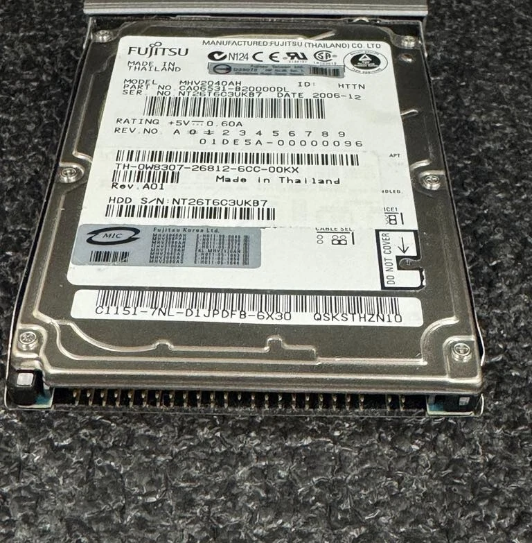 Fujitsu CA06531-B20000DL MHV2040AH 40GB 5,4K RPM 8MB EIDE Ultra ATA133 2.5" HDD - Image 4 of 4