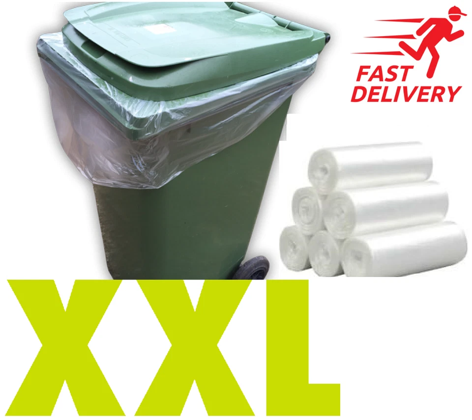 A406 Wheelie Bin Liners Clear Strong Heavy Duty Rubbish Sack Big Refuse Bin Bags