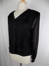 Niteline by Della Roufogali Black Silk Beaded Women's Large Jacket NWT