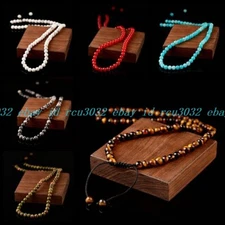 Fashion Men Women Multicolor Jade Yoga 6mm Bead Necklace Gemstone Necklace 18"