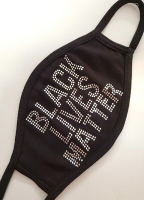 BLM Black Lives Matter bling face mask Bedazzled Diamond Rhinestone