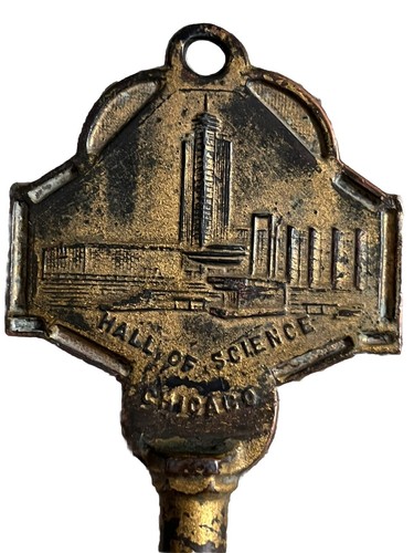 KEY to 1933 CHICAGO Worlds Fair “A Century Progress” Brass w/Gold Tone 8.5”x2.5” - Picture 10 of 16