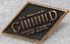 Vintage GD General Dynamics Aviation ES Award Gold Filled Employee Service Pin