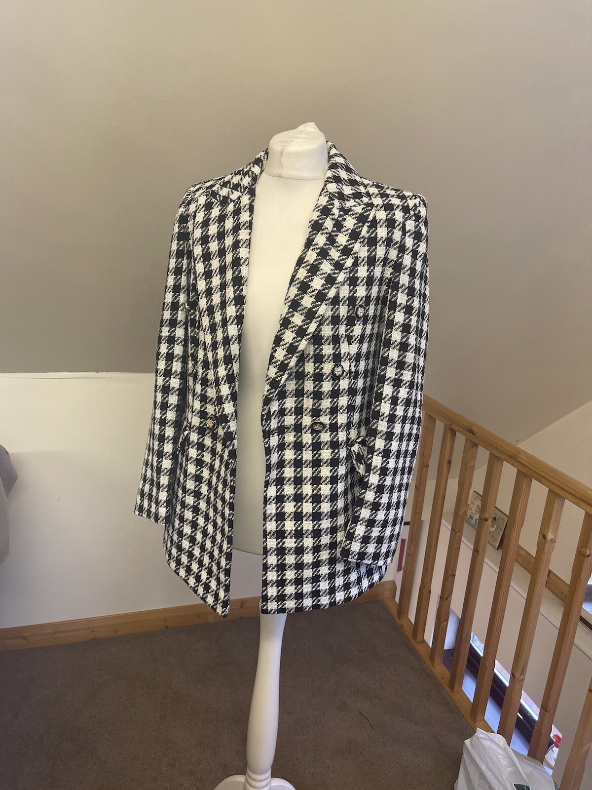 Primark Blazer Black/White Check Size UK 10 Brand New With Tags