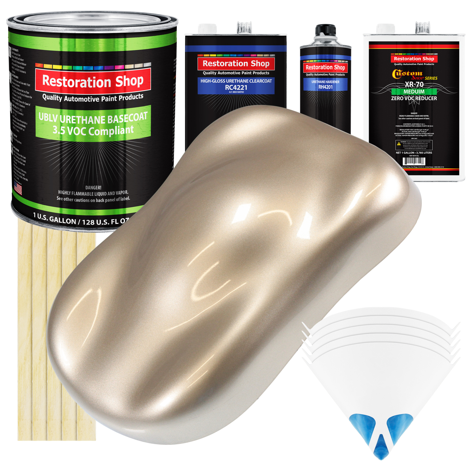 Gold Metallic Cashmere Low VOC Urethane Basecoat Gallon Auto Paint Kit