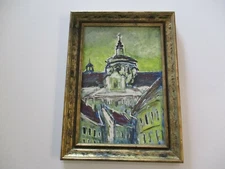 EXPRESSIONIST EXPRESSIONISM PAINTING CITY CHURCH VIEW SIGNED RUSSIAN MODERNIST