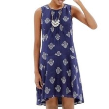 Madewell Silk Blend Floral Sleeveless Shift Blue Dress size XS High Low 