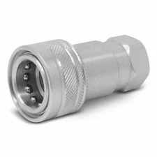 Ag Hydraulic Quick Connect Female Coupler, Poppet Valve, 7/8-14 ORB Thread