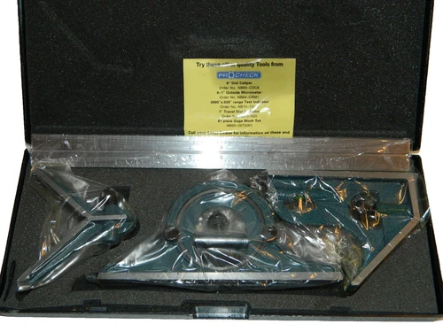 4 Piece SQUARE SET Machinist Combination 12" Rule Center Protractor Head in Case