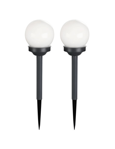 Kit de 2 lampes sphériques solaires 15cm avec piquet de jardin pour balisage extérieur