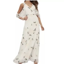 NWT Lulus The Very Thought of You White Pink Floral Ruffle Maxi Dress MEDIUM