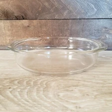 Vintage Glass PYREX #221 Clear Deep Pie Plate with Handles 8.5"