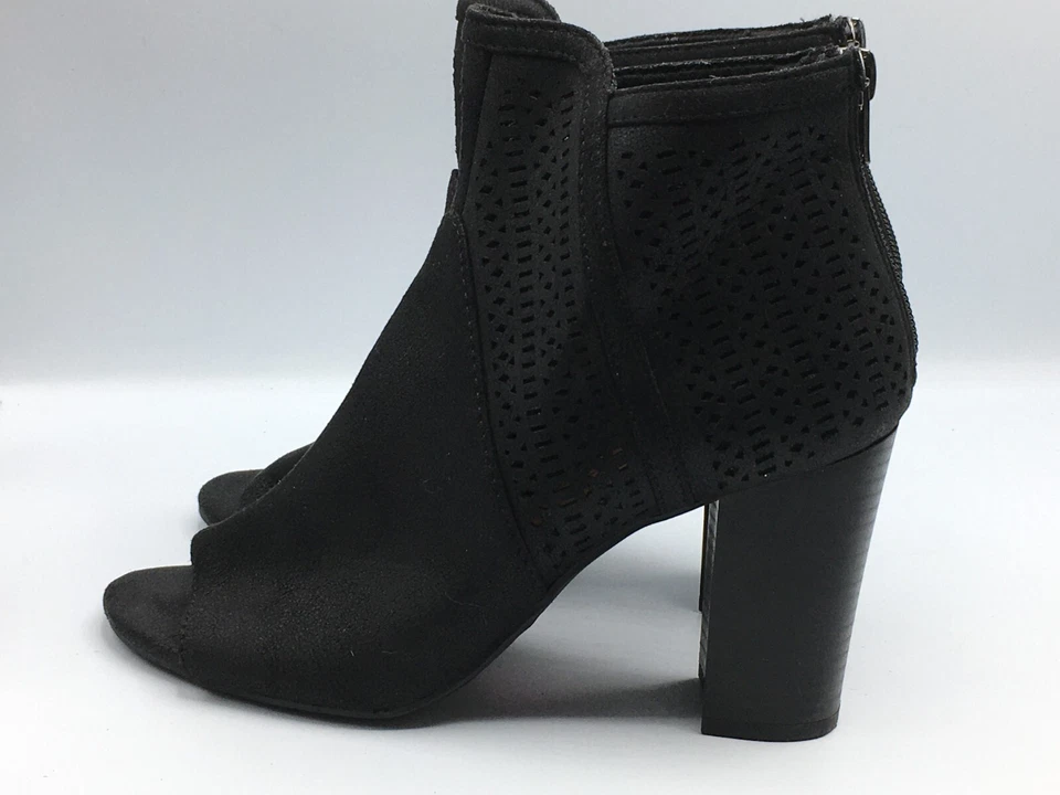 Zapatos botín Report para mujer de cuero sintético negro de 3" con cremallera punta abierta 5,5 M Foto 4 de 4