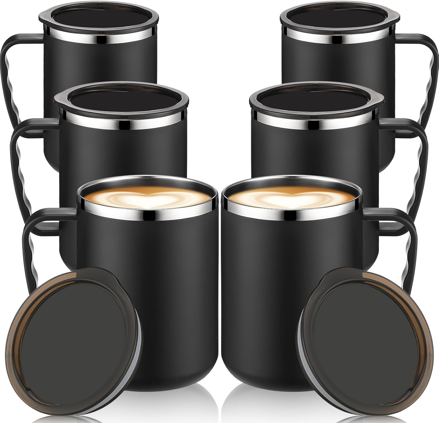 6 Pack Coffee Mug with Handle and Lid 17 Oz Coffee Travel Mug Stainless Steel In