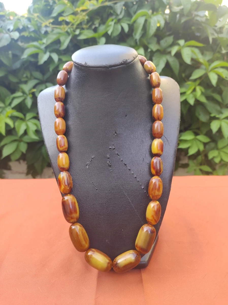 Art Deco Butterscotch Brown Bakelite Catalin Necklace Tested 71gr