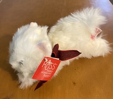 Russ White Cat with Red Bow and Bell named snowflake 8"