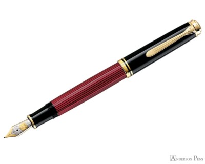 Pelikan Souveran M800 Fountain Pen - Black-Red IB Nib italic Broad