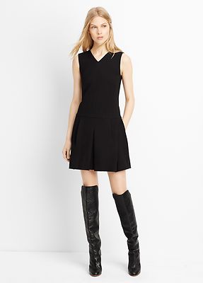vince high neck pleated dress Brown High Neck Pleated Dress
