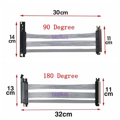 PCI-E 4.0 16x High Speed PCIe Riser 90/180 Degree Cable 64GBS for GPU Extension