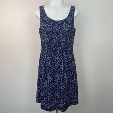LOFT Dress 2 Purple Black Velvet Damask Sleeveless Sheath Women's Cocktail