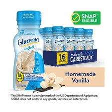 Glucerna Original Diabetic Protein Shake, Homemade Vanilla, 8 fl oz Bottle, 16