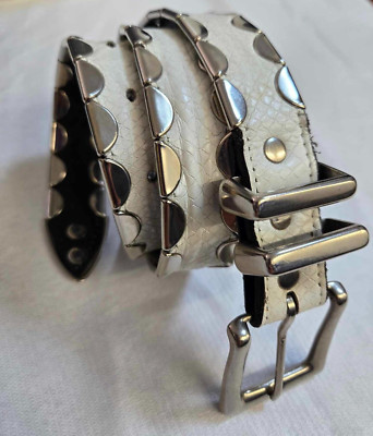 Leatherock Western Studded White Leather Belt Size S | eBay display picture 1