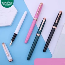 Hero 850 Metal Fountain Pen Iridium Fine/F Nib 0.5mm w/Converter Gold Clip #JPUS