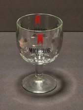 Vintage Michelob Beer Goblet Thumbprint Heavy Stemmed Schooner Glass 6 1/4”