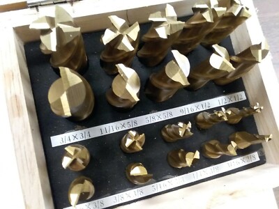 20 pc Tin Coated M2 HSS End Mill Set 2 and 4 Flutes S/E Center-Cutting #1001-755