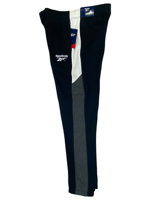 Reebok Women Size S Sweatpants Black Gray White Elastic Cuff 2 Pockets